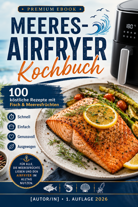 Meeres-Airfryer Kochbuch – 100 Rezepte mit Fisch & Meeresfrüchten (E-Book)