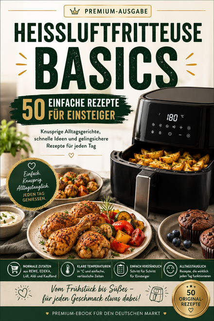 Heißluftfritteuse Basics – 50 einfache Rezepte für Einsteiger (E-Book)